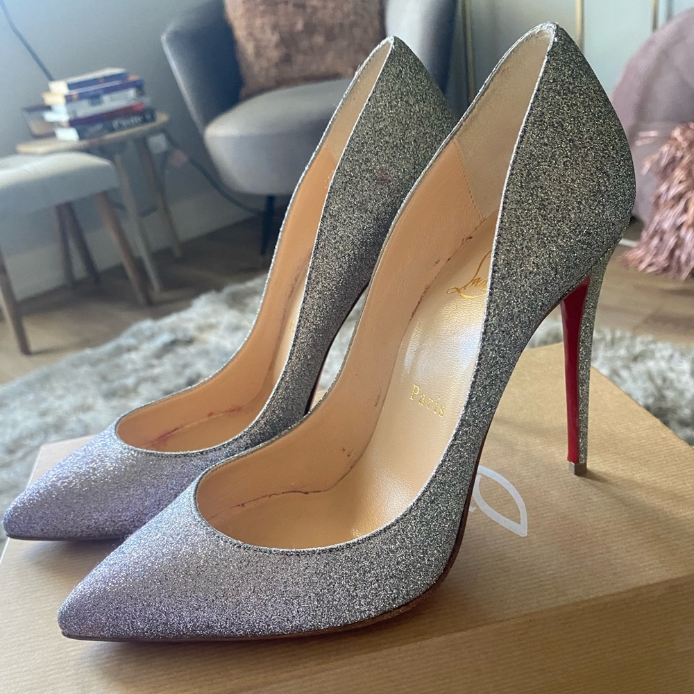 Christian Louboutin Pigalle Follies 100mm Glitter Mini Degrade - Drage Silver